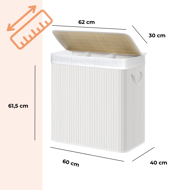 Coș de rufe de bambus DORA, 150L, alb  