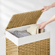 Coș de rufe din ratan sintetic AVA, 90L, maro natural
