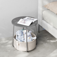 Măsuță rotundă cu coș de depozitare COLETTE, 45x50cm, gri/alb