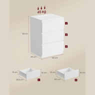 Noptiere cu funcție de încărcare ZION, 35x40x59 cm, alb