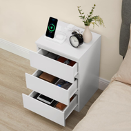 Noptiere cu funcție de încărcare ZION, 35x40x59 cm, alb