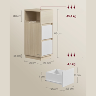 Noptieră ROBIN, 30x25x65cm, alb/bej
