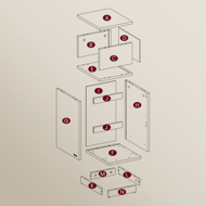 Noptieră ROBIN, 30x25x65cm, alb/bej