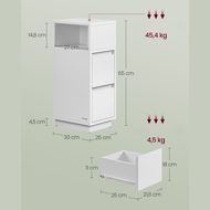 Noptieră ROBIN, 30x25x65cm, alb