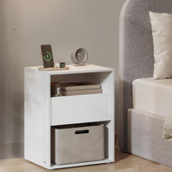 Noptieră LUCIANO cu funcție de încărcare, 35x45x58,3 cm, alb