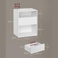 Noptieră LUCIANO cu funcție de încărcare, 35x45x58,3 cm, alb