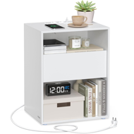Noptieră LUCIANO cu funcție de încărcare, 35x45x58,3 cm, alb