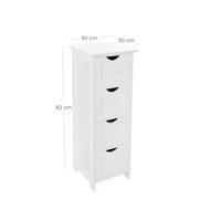 Cabinet de baie cu 4 sertare, 30 x 30 x 82 cm, alb