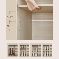 Pantofar cu bancă tapițată GABI, 9 compartimente, 30,3 x 78,5 x 48 cm, bej natural