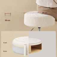 Scaun reglabil pe înălțime AURA pentru măsuța de toaletă, Ø35cm, crem