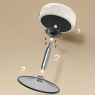 Scaun reglabil pe înălțime AURA pentru măsuța de toaletă, Ø35cm, crem