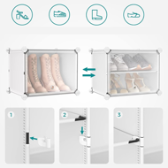 Organizator pentru pantofi KIMBERLY, 10 compartimente, alb/transparent