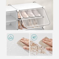 Organizator pentru pantofi KIMBERLY, 10 compartimente, alb/transparent