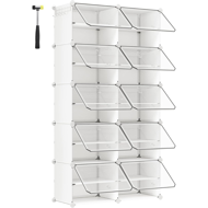 Organizator pentru pantofi KIMBERLY, 10 compartimente, alb/transparent