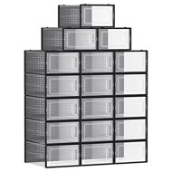 Organizator pentru pantofi MARI, 18 compartimente, negru/transparent