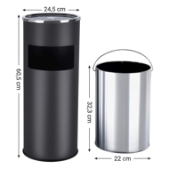 Scrumieră cu coș de gunoi SMOKE, 60,5x24,5 cm, negru