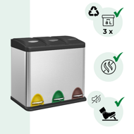 Coș de reciclare SORT 24L (3x8L), oțel