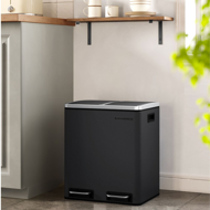 Coș pentru sortarea deșeurilor SORT, 2x15 l, negru