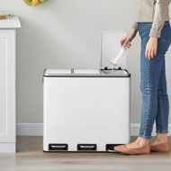Coș de reciclare SORT 54L (3x18L) + saci de gunoi, alb