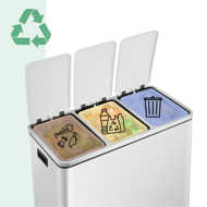 Coș de reciclare SORT 54L (3x18L) + saci de gunoi, alb