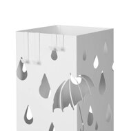 Suport metalic pentru umbrele, cu picurător și 4 cârlige, alb