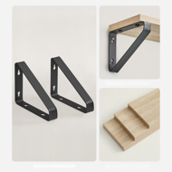 Polițe de perete cu console ABBY, 3 bucăți, 30/35/40x12cm, maro deschis