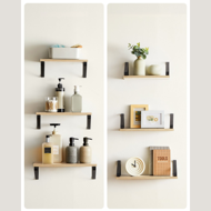 Polițe de perete cu console ABBY, 3 bucăți, 30/35/40x12cm, maro deschis