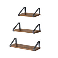Polițe de perete cu console ABBY, 3 bucăți, 30/35/40x12cm, negru/maro