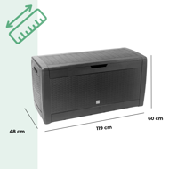 Cufăr depozitare RATO, 310L, 119x48x60 cm, antracit