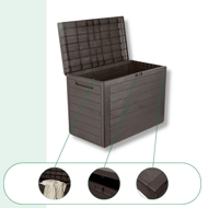 Cutie de depozitare WOODEBOX, 190L, 78x44x55cm, maro închis