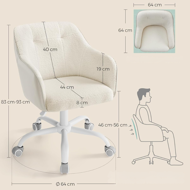 Scaun de birou SABINA, max. 110 kg, alb/bej