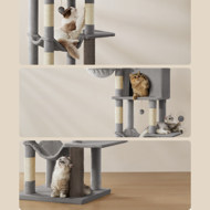 Copac pentru pisici TRISTAN, 57x45x175 cm, gri