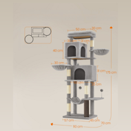 Copac pentru pisici TRISTAN, 57x45x175 cm, gri