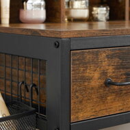 Măsuță de toaletă cu taburet din piele ecologică PIERRE, 90x40x141cm, maro/neagră  