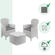 Set de grădină TREE, 3 piese, albă