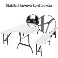 Set de mobilier pentru bar, 3 piese, model JR40, material artificial alb, pliabil, lungime 183 cm