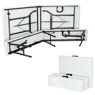 Set de mobilier pentru bar, 3 piese, model JR40, material artificial alb, pliabil, lungime 183 cm