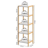 Raft din bambus alb, 140x33x34 cm