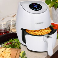 Friteuza cu aer cald albă 9 în 1 cu afișaj tactil 1485 W 3,6 l JR03