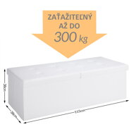 Cutie de depozitare pliabilă pentru șezut, albă - 115 x 38 x 38 cm