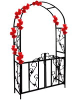 Arcadă pentru trandafiri ROMANCE cu poartă, 225x115x37cm, negru