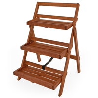 Suport de lemn pentru flori TULIP, 3 niveluri, 56x59x79cm, maro