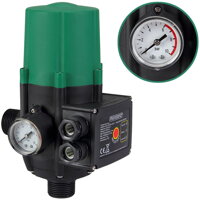 Comutator de presiune PUMP fără cablu, 10 bar cu manometru, verde