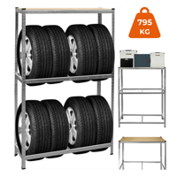 Raft pentru anvelope TYRE, 120x40x180cm, max. 795kg, oțel/deschis maro