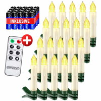 Lumânări pentru pomul de Crăciun CANDLE, 20 buc., 10,5cm, alb cald