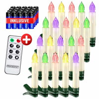Lumânări pentru pomul de Crăciun CANDLE, 20 buc., multicolor