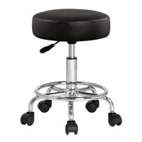 Taburet pe roți OXANA cu suport pentru picioare, Ø35cm negru