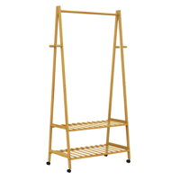 Suport de haine de bambus KELLY pe roți, 69,5x43x152cm, maro  