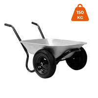 Roabă DAMO zincată, capacitate max. 100l/150kg, 2 anvelope, argintiu/negru