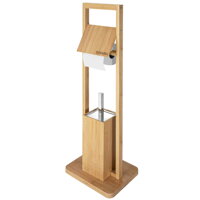 Suport de hârtie igienică și perie de WC de bambus, 24,5x20x83cm, maro  